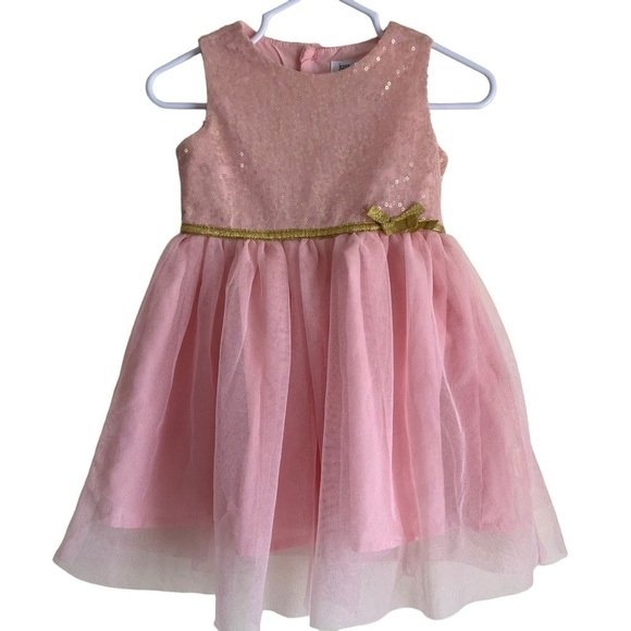 Carters Baby Girls Holiday Dress Pink Gold Sequined Tulle Fairy Dress Sz 12mo - Picture 1 of 16